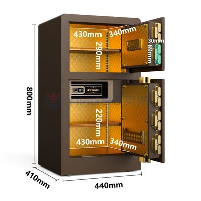 ダブルドアカスタムセーフボックス 指紋ロック H31.5in YB/RS-80D カフェ