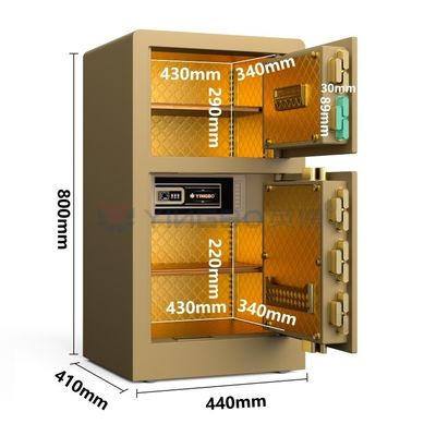 半導体指紋ロック 家庭用セキュリティ用セーフボックス YB/RS-80D ゴールドバイオメトリックロック セーフボックス