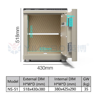 生体認証スマート金庫 ソリッドスチール デュアルアラーム USBポート LED照明