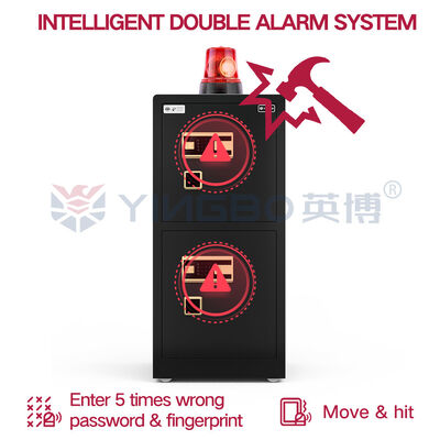 Patented Double Rows Bolts Double Door Dual Alarm Home Safe Box YB/RS-120D Black